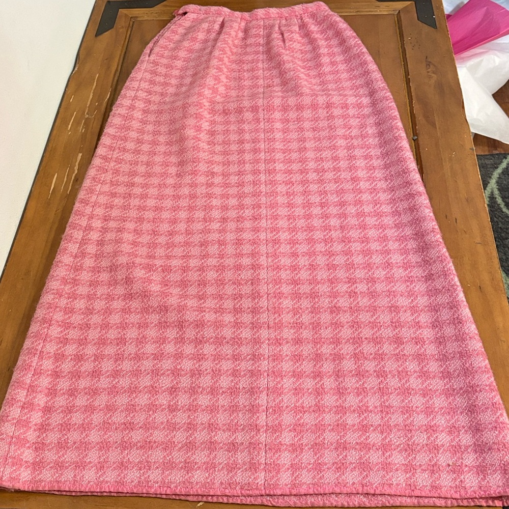 Bergdorf Goodman Pink Houndstooth Women's Skirt Size Small - Picture 5 of 11